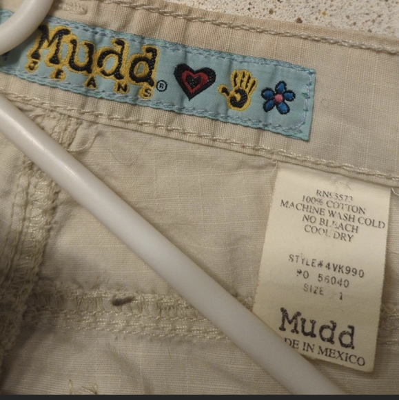 Mudd vintage 90s size 1 Juniors khaki light beige bell-bottom flare - Picture 4 of 6